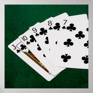 Poker Hands - Straight Flush - Clubs Suit Poster