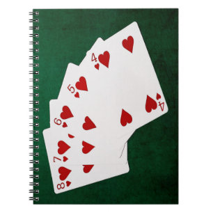 Poker Hands - Straight Flush - Hearts Suit Notebook