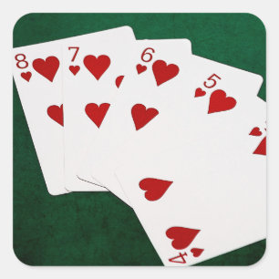 Poker Hands - Straight Flush - Hearts Suit Square Sticker