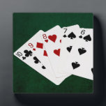 Poker Hands - Straight - Ten To Six Plaque<br><div class="desc">Five playing cards forming the poker straight hand. A straight is a poker hand, wheres all five cards of sequential rank in at least two different suits. Two straights are ranked by comparing the highest card of each. Two straights with the same high card are of equal value, suits are...</div>