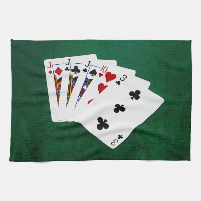 Poker Hands - Three Of A Kind - Jack Kitchen Towel (Horizontal)