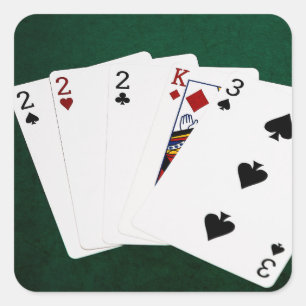 Poker Hands - Three Of A Kind - Two Square Sticker