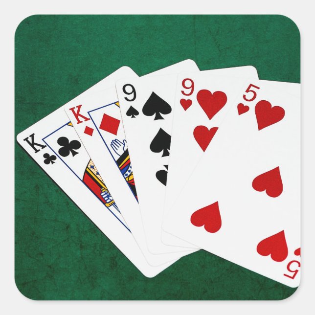 Poker Hands - Two Pair - King, Nine Square Sticker (Front)