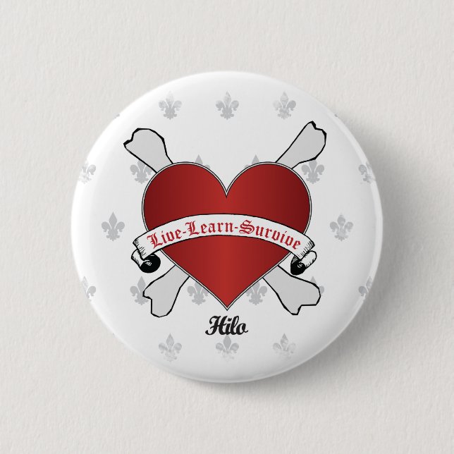 Poker Heart and Bones 2 Inch Round Button (Front)