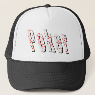 Poker Logo Made From Hearts, Black Trucker Hat