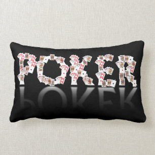 Poker logo on black background lumbar pillow