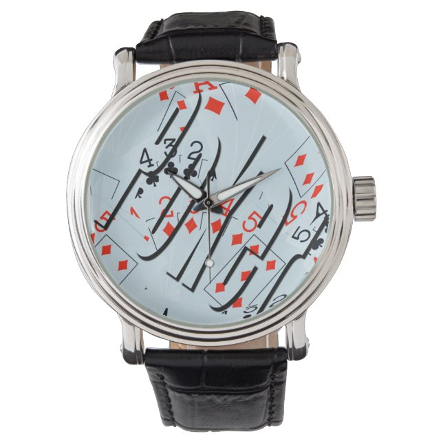 Poker Logo On Card Deck, Mens Leather Watch, Watch (Front)