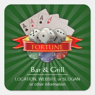 Poker Mania Personalized Square Sticker