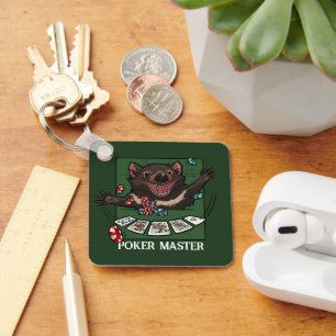 Poker Master Royal Flush Tasmanian Devil Cartoon  Keychain