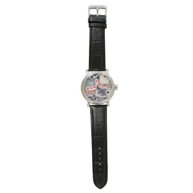 "Poker" Montre en cuir Vintage (Plat)