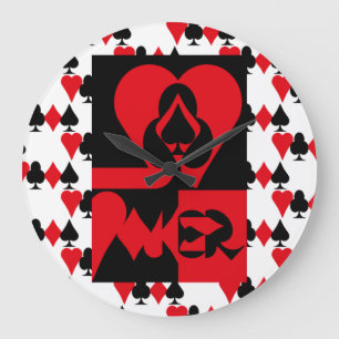 POKER NEW ORIGINAL pixelat by Masanser Large Clock