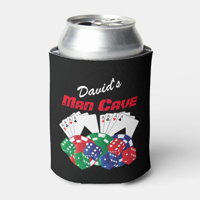 Poker Night at the Man Cave Can Cooler (Can Front)