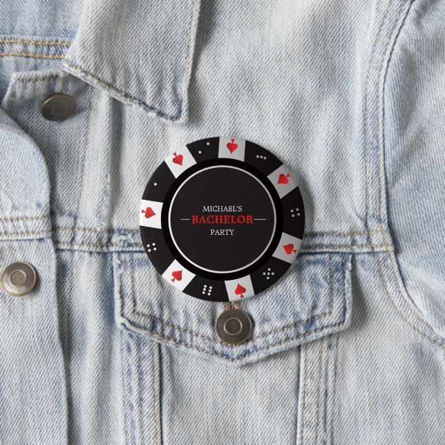 Poker Night Bachelor Party Las Vegas Casino 3 Inch Round Button (In Situ)