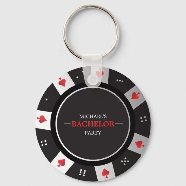 Poker Night Bachelor Party Las Vegas Casino Favour Keychain (Front)