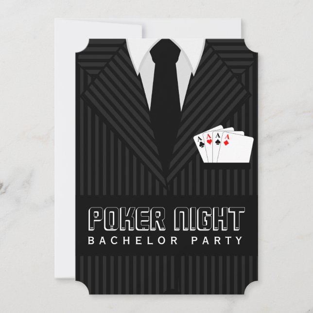 Poker Night Casino Bachelor Party Custom Invites (Front)