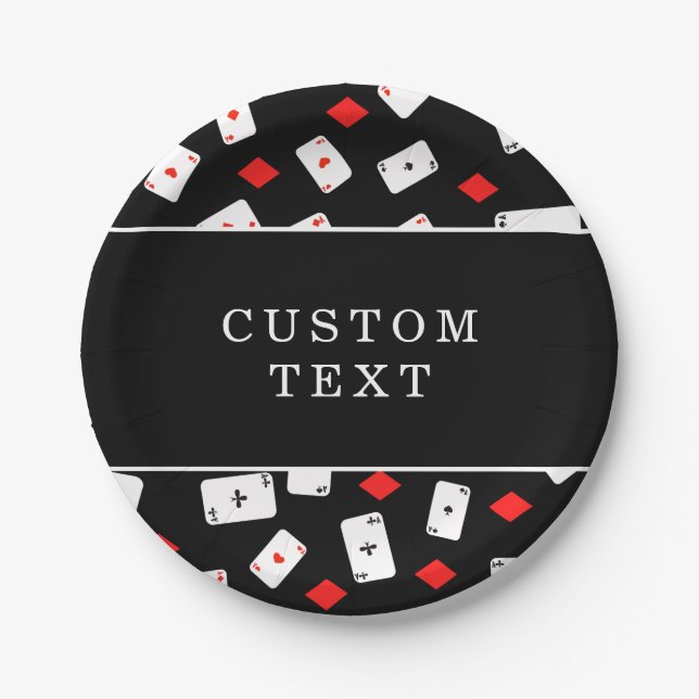 Poker Night Playing Card Party Paper Plates (Front)