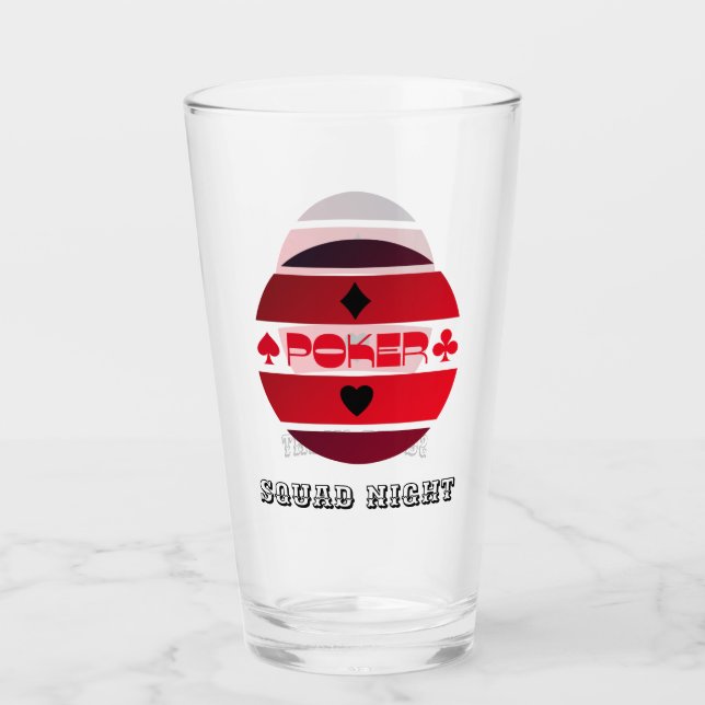 Poker night red black personalizable  glass (Front)