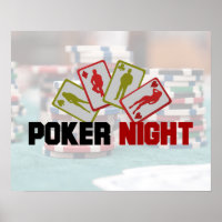 Poker Night with Playing Card in Red and Olive Gre