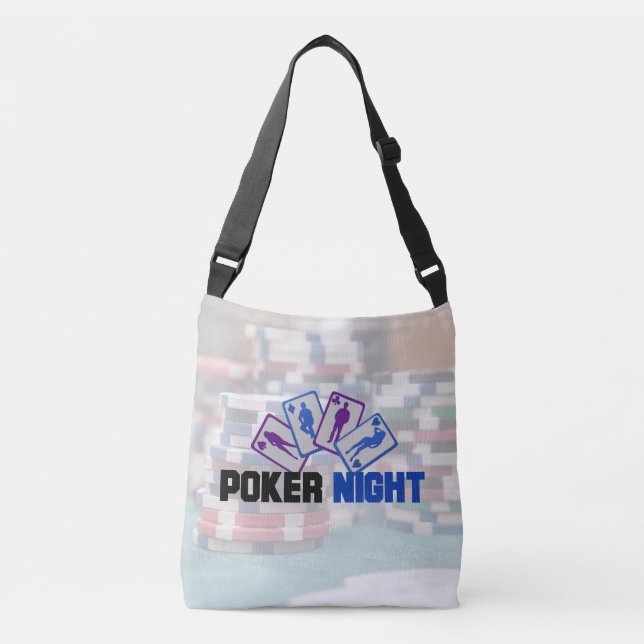 Poker Night with Playing Cards and Poker Chips Crossbody Bag (Front)