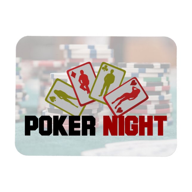 Poker Night with Playing Cards and Poker Chips Magnet (Horizontal)