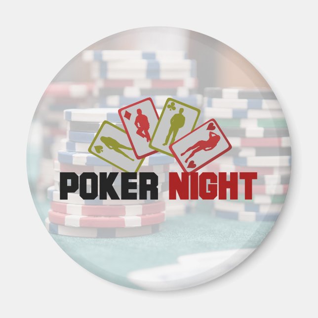 Poker Night with Playing Cards and Poker Chips Magnet (Front)