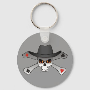 Poker Outlaw-skull Keychain