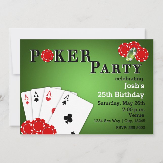 POKER PARTY Casino Jeu Anniversaire Invitations (Devant)