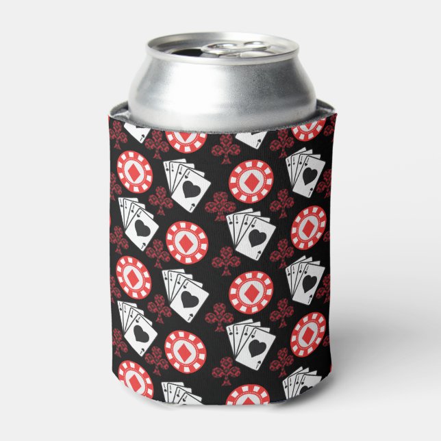 Poker Pattern Aces Crosses Playing Cards Trendy    Can Cooler (Can Front)