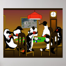 Poker penguin poster
