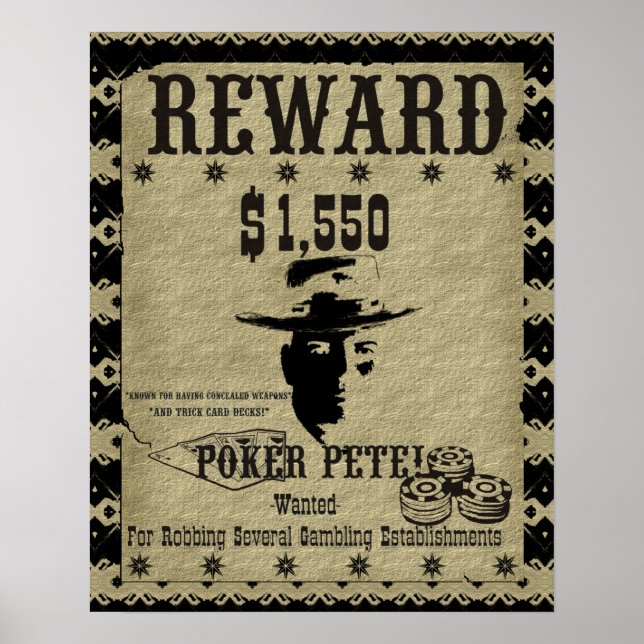 Poker Pete Reward Poster (Front)