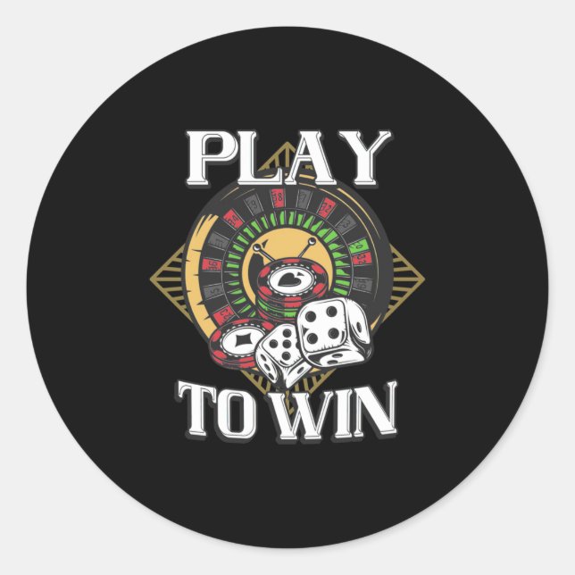 Poker Play To Win Classic Round Sticker (Front)