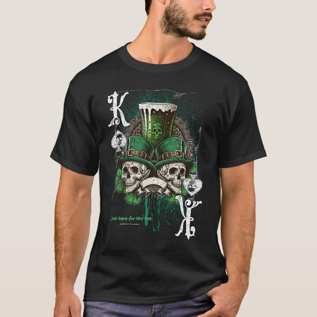Poker Player Apparel Patricks Day Green Skulls T-Shirt (Front)