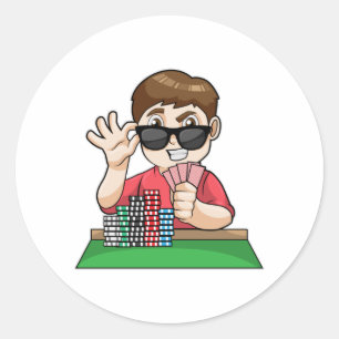 Poker player at Poker with Sunglasses Classic Round Sticker