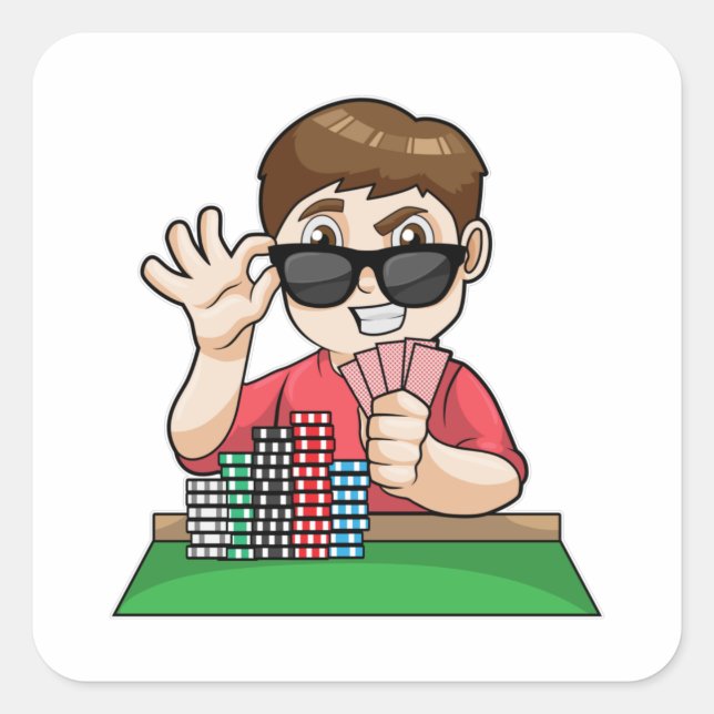 Poker player at Poker with Sunglasses Square Sticker (Front)
