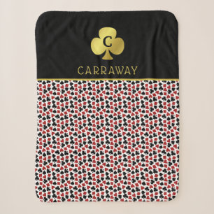 Poker Player Gambler Casino Card Suits Custom Name Sherpa Blanket