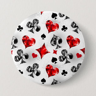 Poker Player Gambler Playing Card Suits Las Vegas 3 Inch Round Button