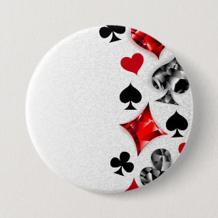 Poker Player Gambler Playing Card Suits Las Vegas 3 Inch Round Button