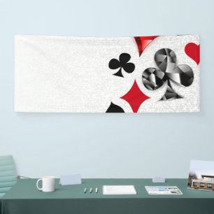 Poker Player Gambler Playing Card Suits Las Vegas Banner
