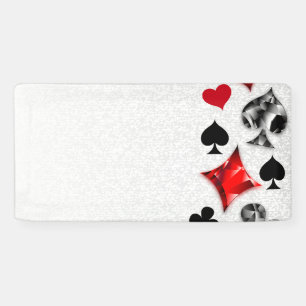 Poker Player Gambler Playing Card Suits Las Vegas Banner