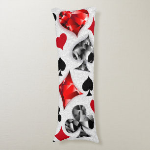 Poker Player Gambler Playing Card Suits Las Vegas Body Pillow
