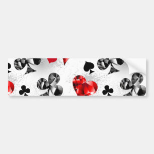 Poker Player Gambler Playing Card Suits Las Vegas Bumper Sticker