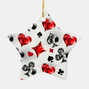 Poker Player Gambler Playing Card Suits Las Vegas Ceramic Ornament