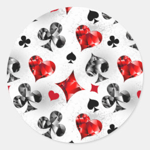 Poker Player Gambler Playing Card Suits Las Vegas Classic Round Sticker