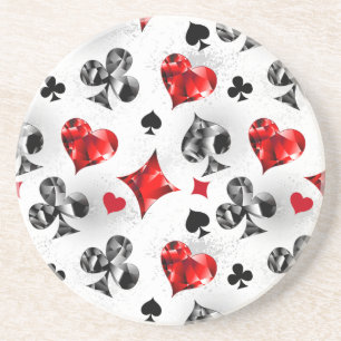 Poker Player Gambler Playing Card Suits Las Vegas Coaster
