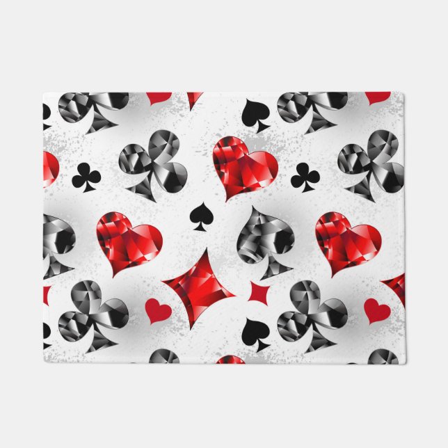 Poker Player Gambler Playing Card Suits Las Vegas Doormat (Front)