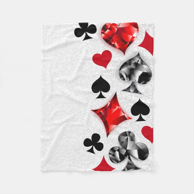Poker Player Gambler Playing Card Suits Las Vegas Fleece Blanket (Front)