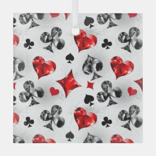 Poker Player Gambler Playing Card Suits Las Vegas Glass Ornament