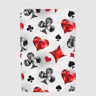 Poker Player Gambler Playing Card Suits Las Vegas Golf Towel