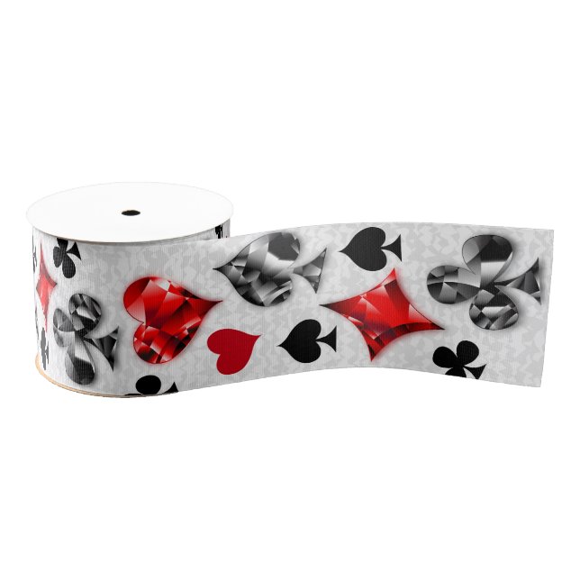 Poker Player Gambler Playing Card Suits Las Vegas Grosgrain Ribbon (Spool)