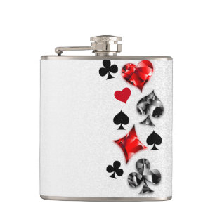 Poker Player Gambler Playing Card Suits Las Vegas Hip Flask